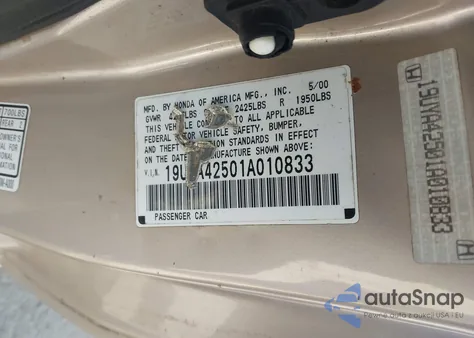 2001 Acura Cl 3.2 z USA, uszkodzony, nr VIN 19UYA42501A010833